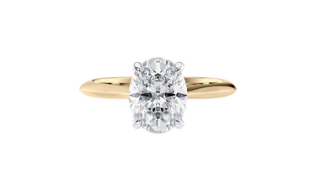 Oval Solitaire with Diamond Bridge Engagement Ring