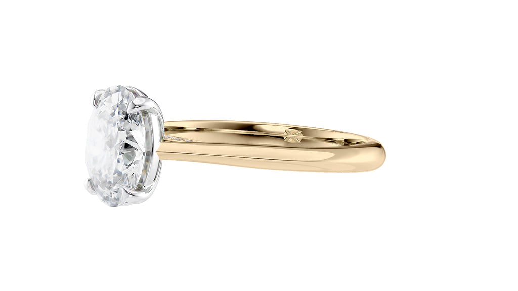 Oval Solitaire with Diamond Bridge Engagement Ring