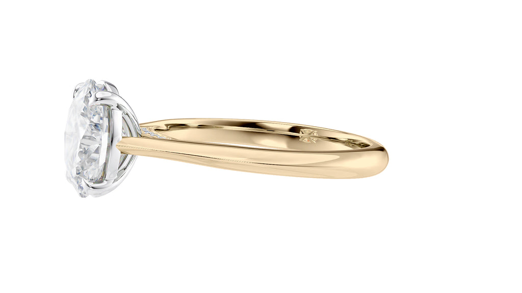 Oval Solitaire with Diamond Bridge Engagement Ring