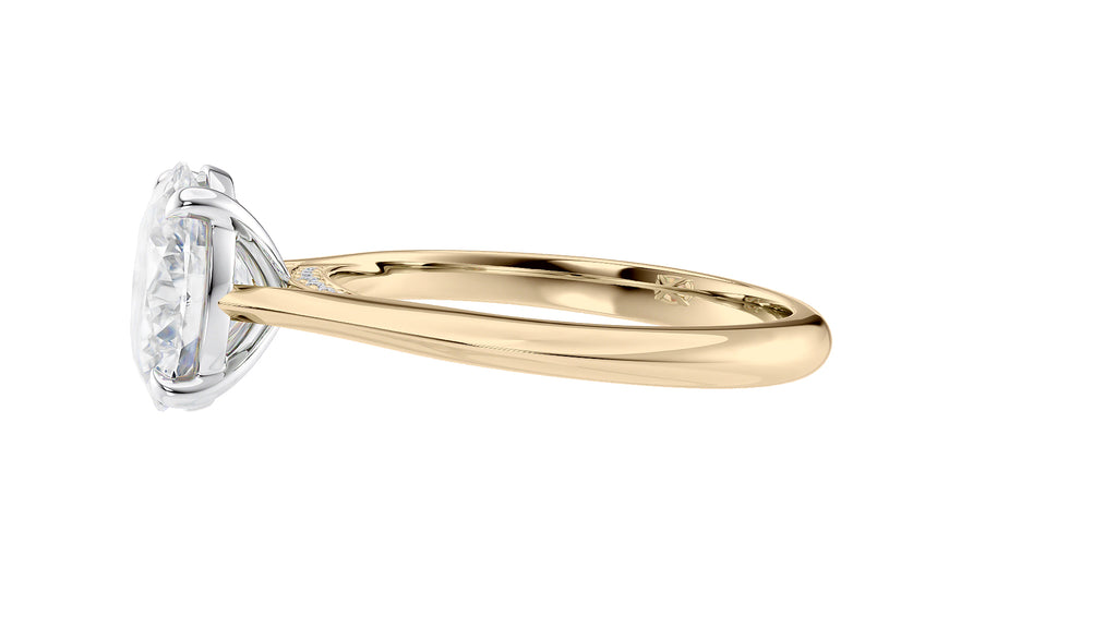 Oval Solitaire with Diamond Bridge Engagement Ring