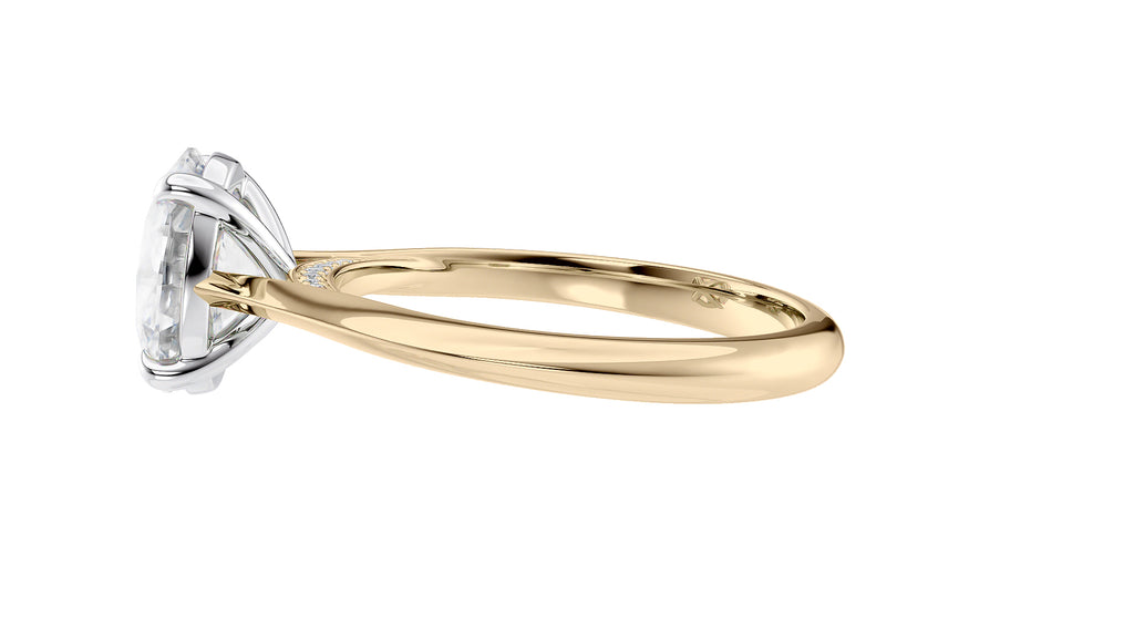 Oval Solitaire with Diamond Bridge Engagement Ring