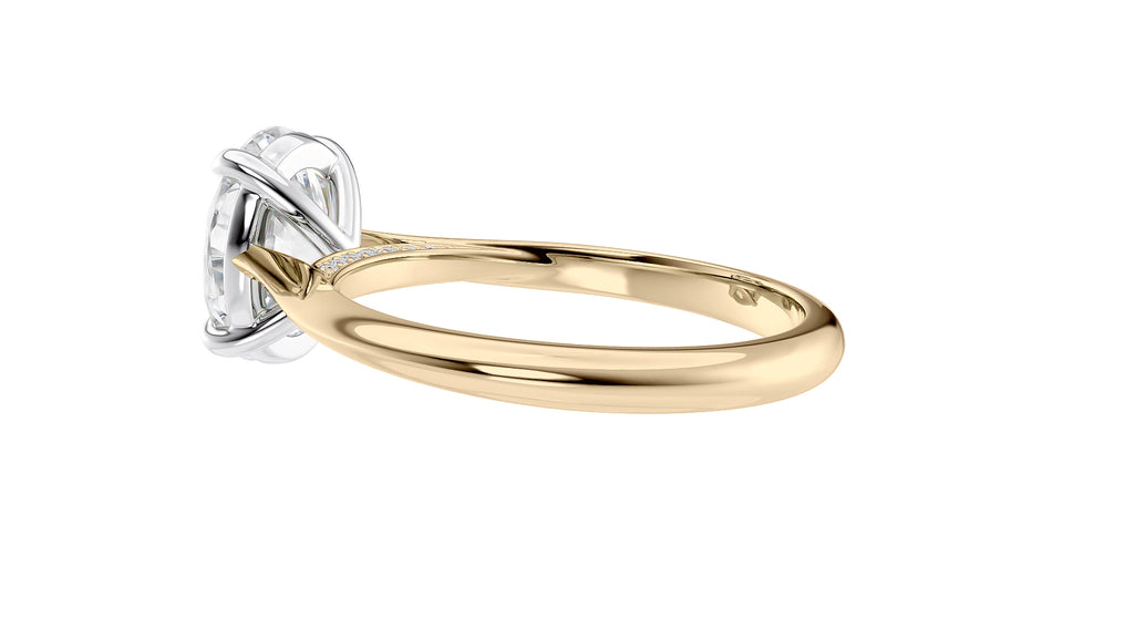 Oval Solitaire with Diamond Bridge Engagement Ring