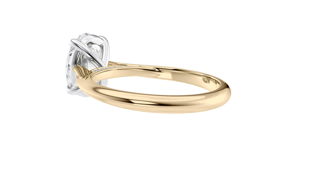 Oval Solitaire with Diamond Bridge Engagement Ring