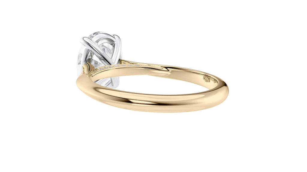 Oval Solitaire with Diamond Bridge Engagement Ring