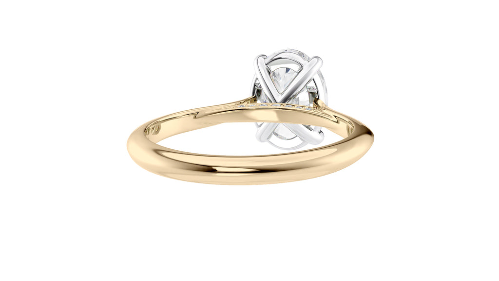 Oval Solitaire with Diamond Bridge Engagement Ring