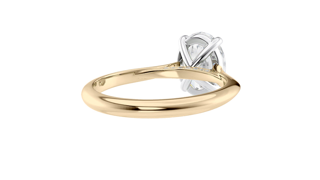 Oval Solitaire with Diamond Bridge Engagement Ring