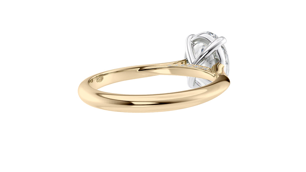 Oval Solitaire with Diamond Bridge Engagement Ring