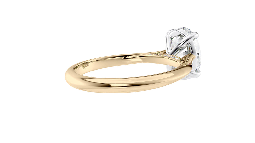 Oval Solitaire with Diamond Bridge Engagement Ring