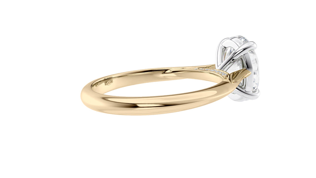 Oval Solitaire with Diamond Bridge Engagement Ring