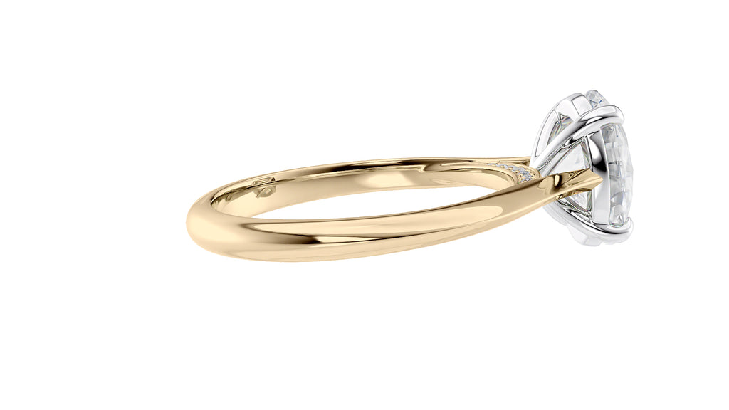 Oval Solitaire with Diamond Bridge Engagement Ring