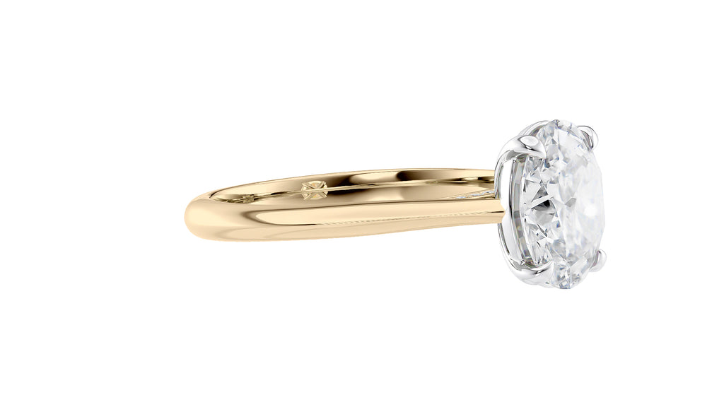 Oval Solitaire with Diamond Bridge Engagement Ring