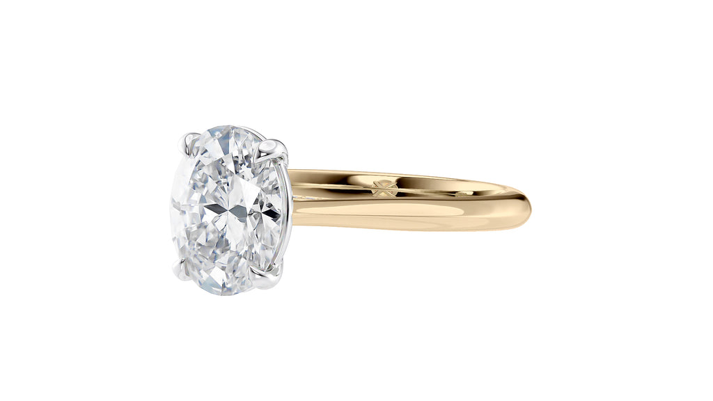 Oval Solitaire with Diamond Bridge Engagement Ring