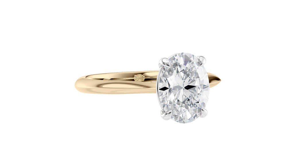 Oval Solitaire with Diamond Bridge Engagement Ring