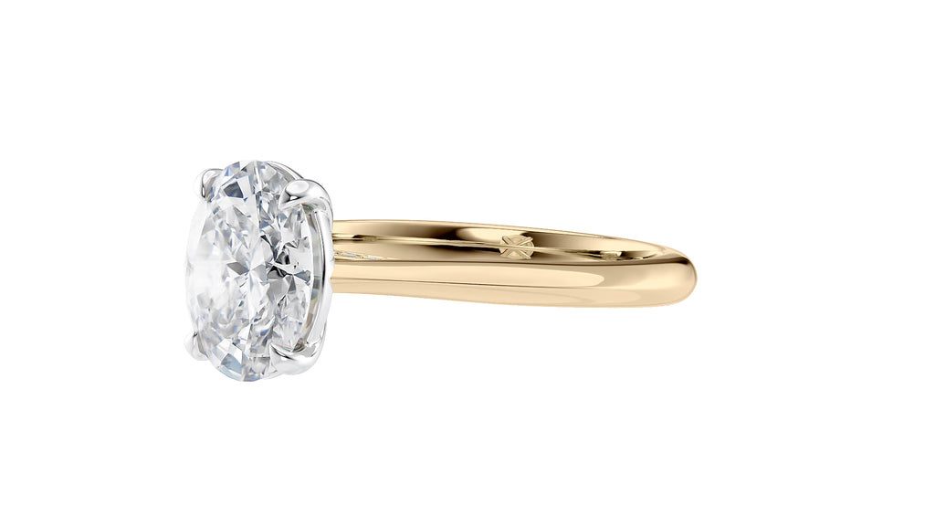 Oval Solitaire with Diamond Bridge Engagement Ring
