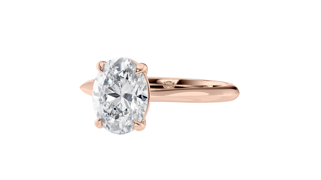 Oval Solitaire with Diamond Bridge Engagement Ring