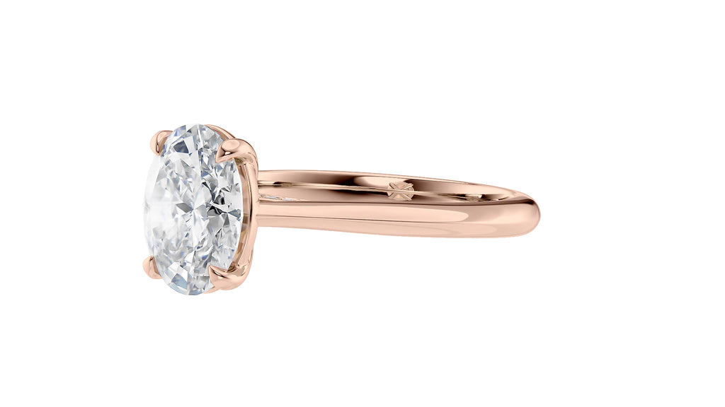 Oval Solitaire with Diamond Bridge Engagement Ring