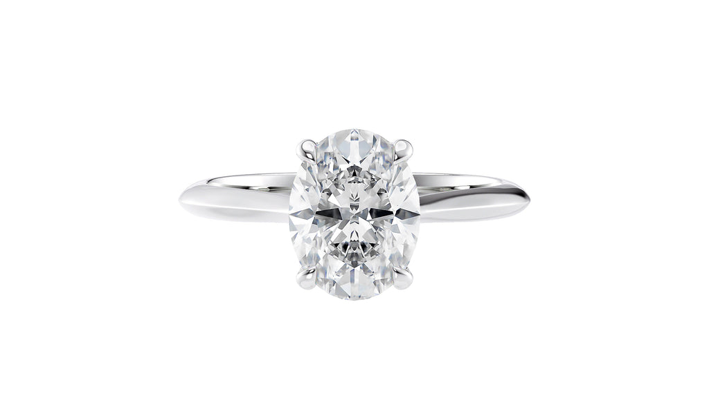 Oval Solitaire with Diamond Bridge Engagement Ring