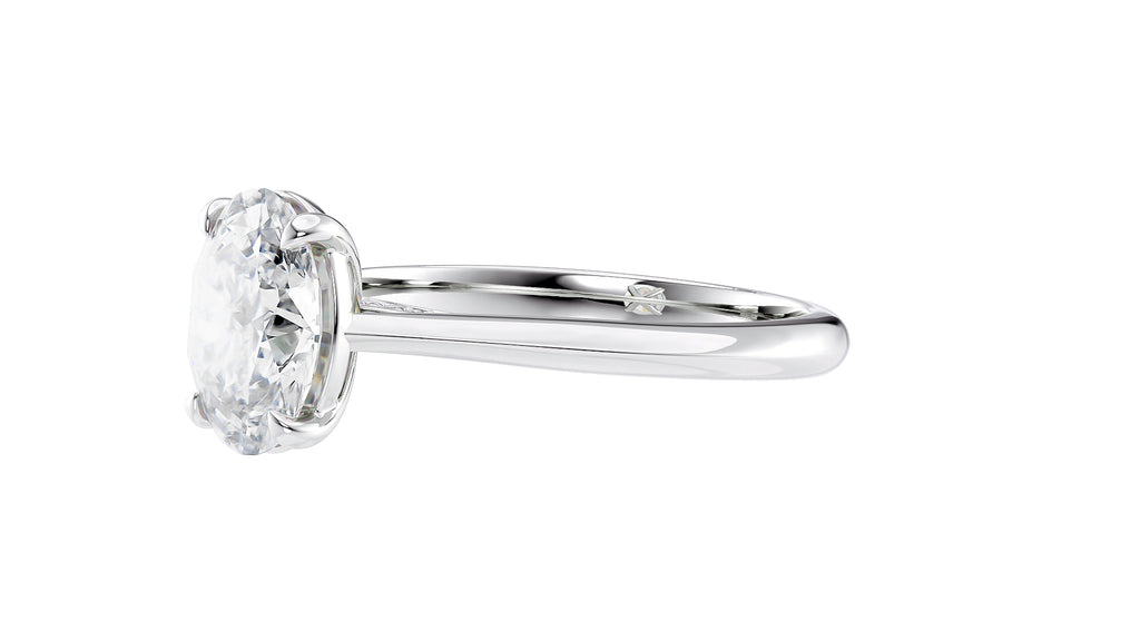 Oval Solitaire with Diamond Bridge Engagement Ring