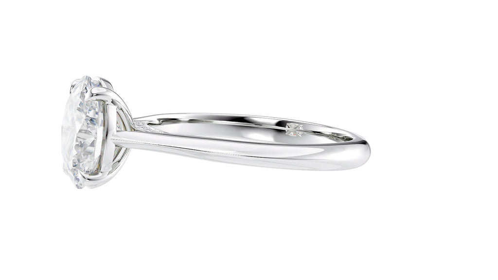 Oval Solitaire with Diamond Bridge Engagement Ring