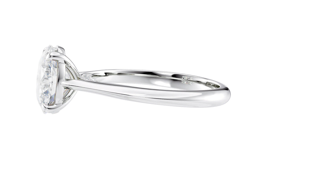 Oval Solitaire with Diamond Bridge Engagement Ring