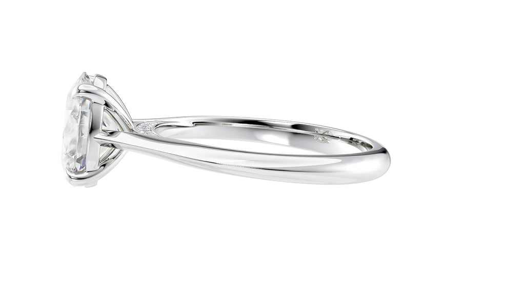 Oval Solitaire with Diamond Bridge Engagement Ring