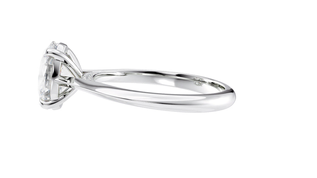 Oval Solitaire with Diamond Bridge Engagement Ring