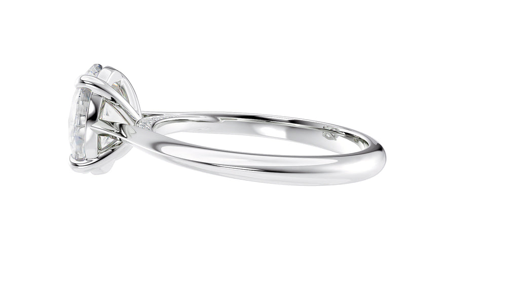 Oval Solitaire with Diamond Bridge Engagement Ring