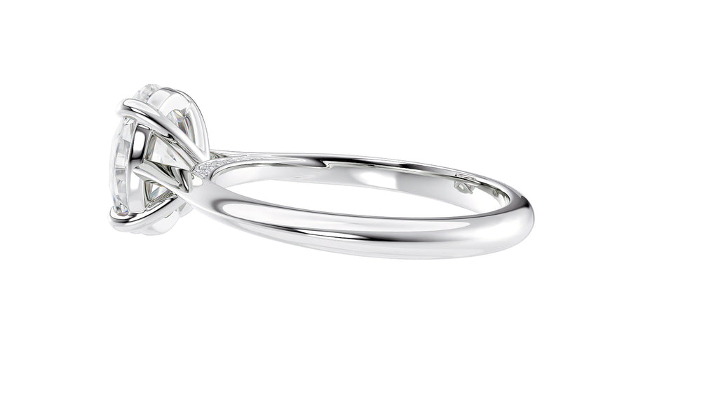 Oval Solitaire with Diamond Bridge Engagement Ring
