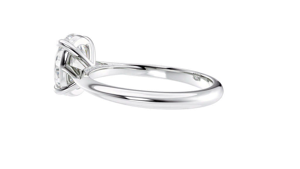 Oval Solitaire with Diamond Bridge Engagement Ring