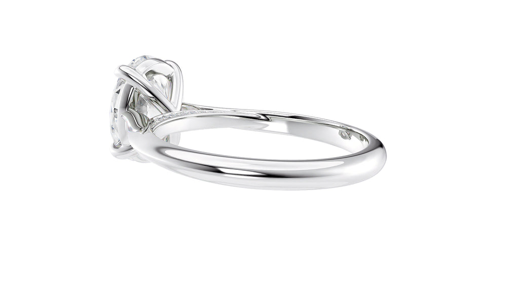 Oval Solitaire with Diamond Bridge Engagement Ring