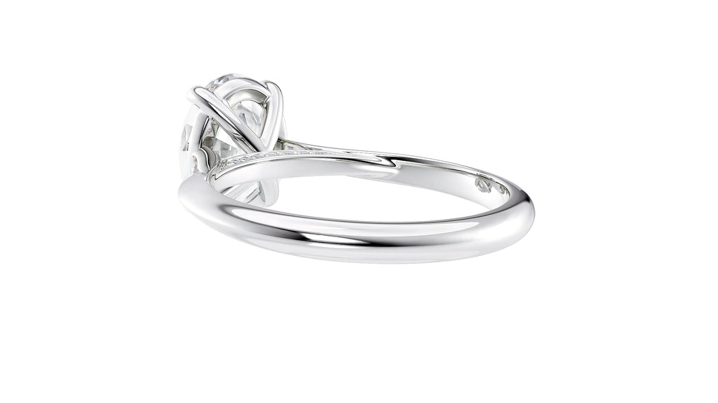 Oval Solitaire with Diamond Bridge Engagement Ring