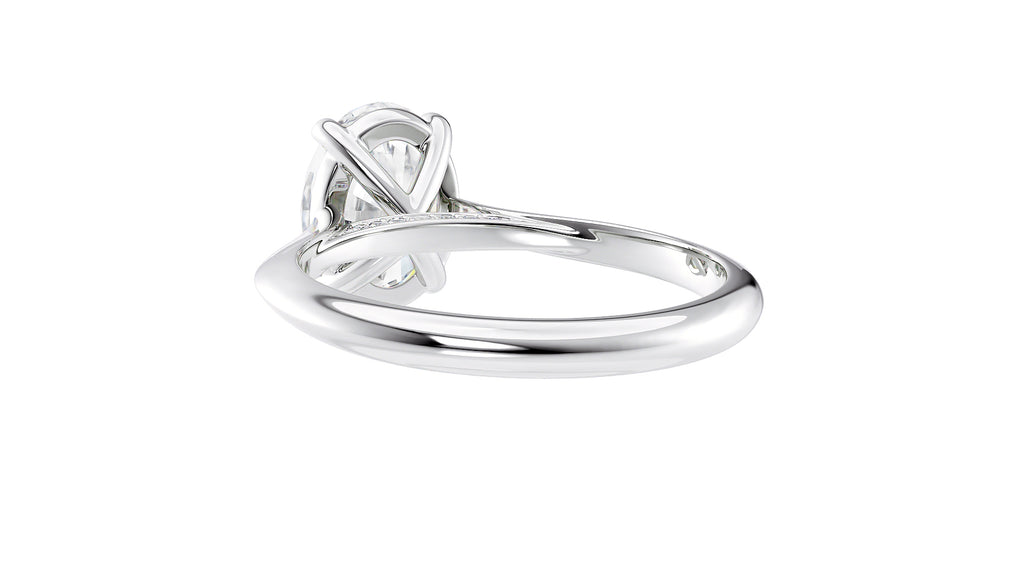Oval Solitaire with Diamond Bridge Engagement Ring