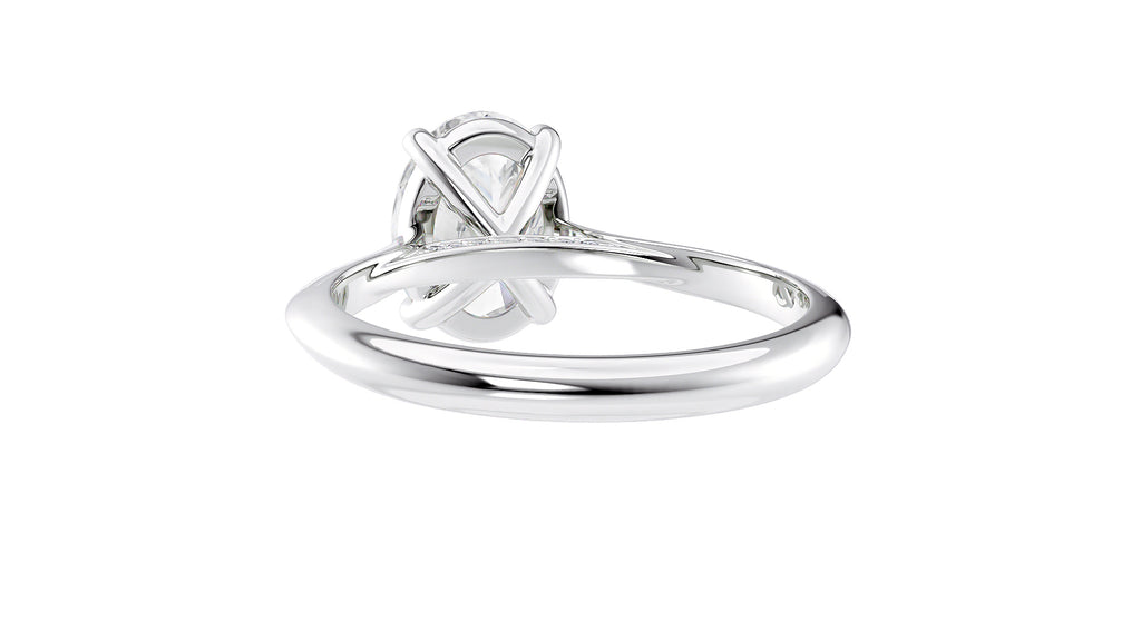 Oval Solitaire with Diamond Bridge Engagement Ring