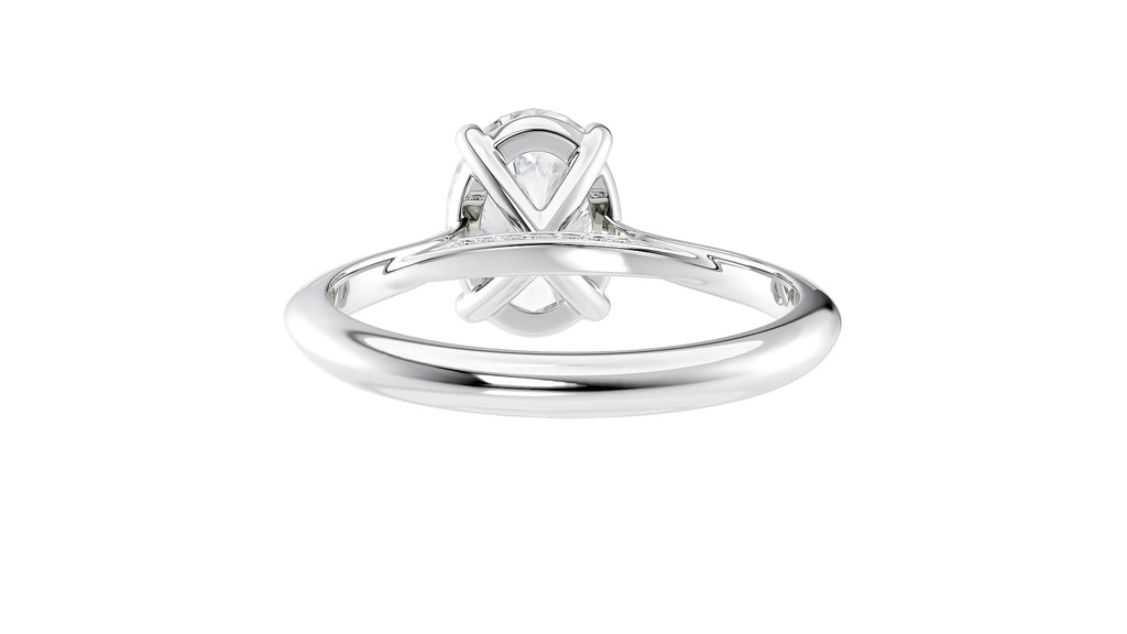 Oval Solitaire with Diamond Bridge Engagement Ring