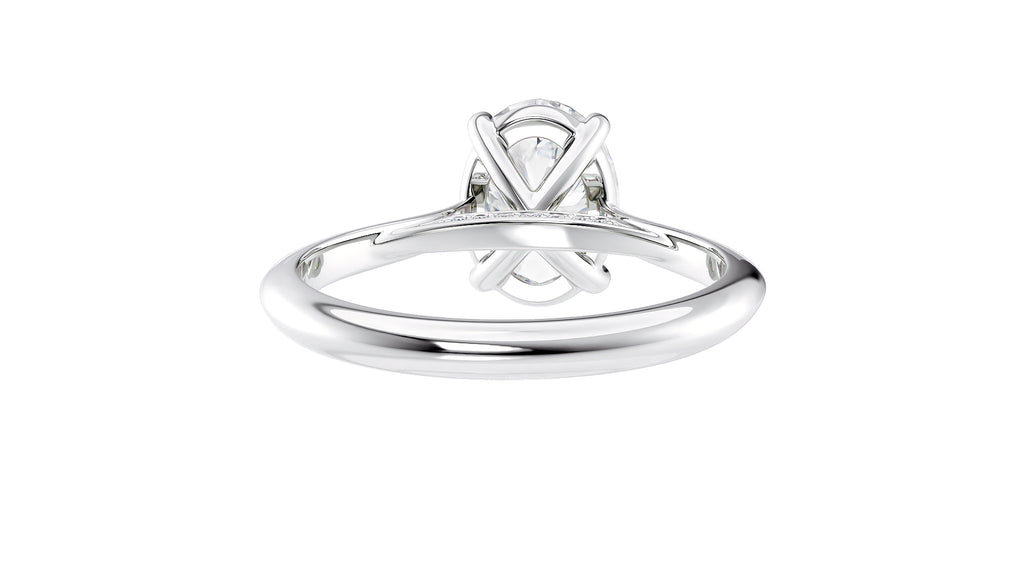 Oval Solitaire with Diamond Bridge Engagement Ring