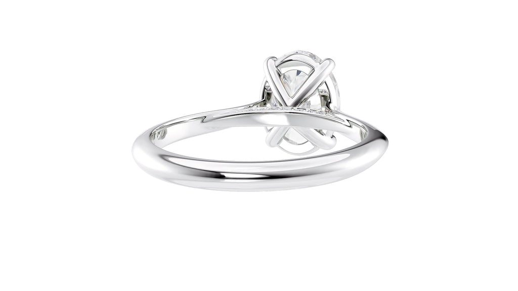 Oval Solitaire with Diamond Bridge Engagement Ring