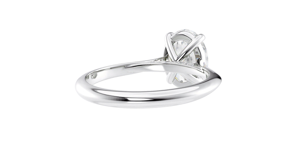 Oval Solitaire with Diamond Bridge Engagement Ring