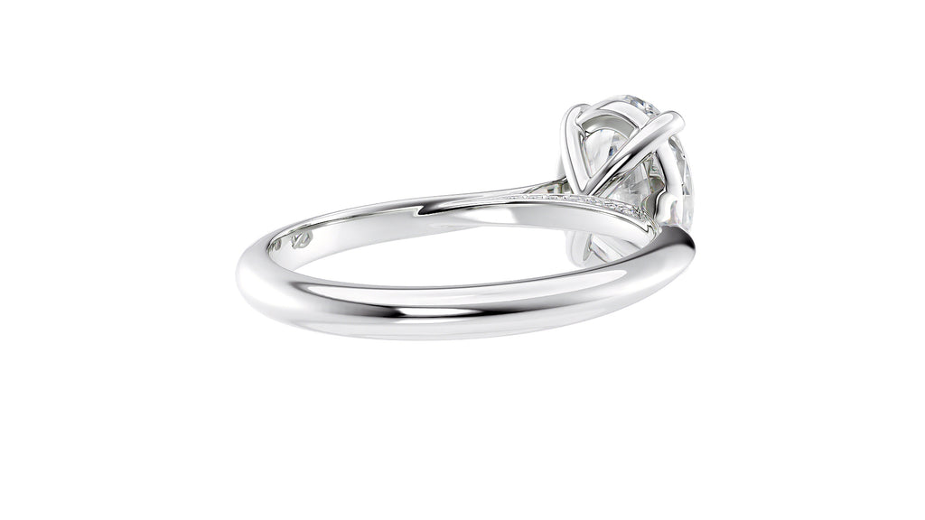 Oval Solitaire with Diamond Bridge Engagement Ring