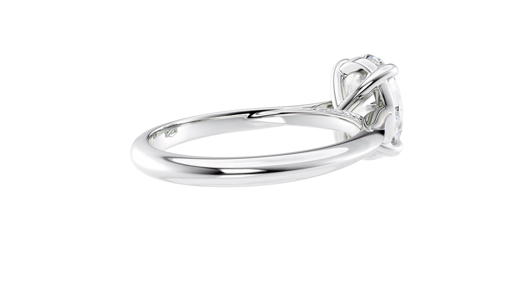 Oval Solitaire with Diamond Bridge Engagement Ring