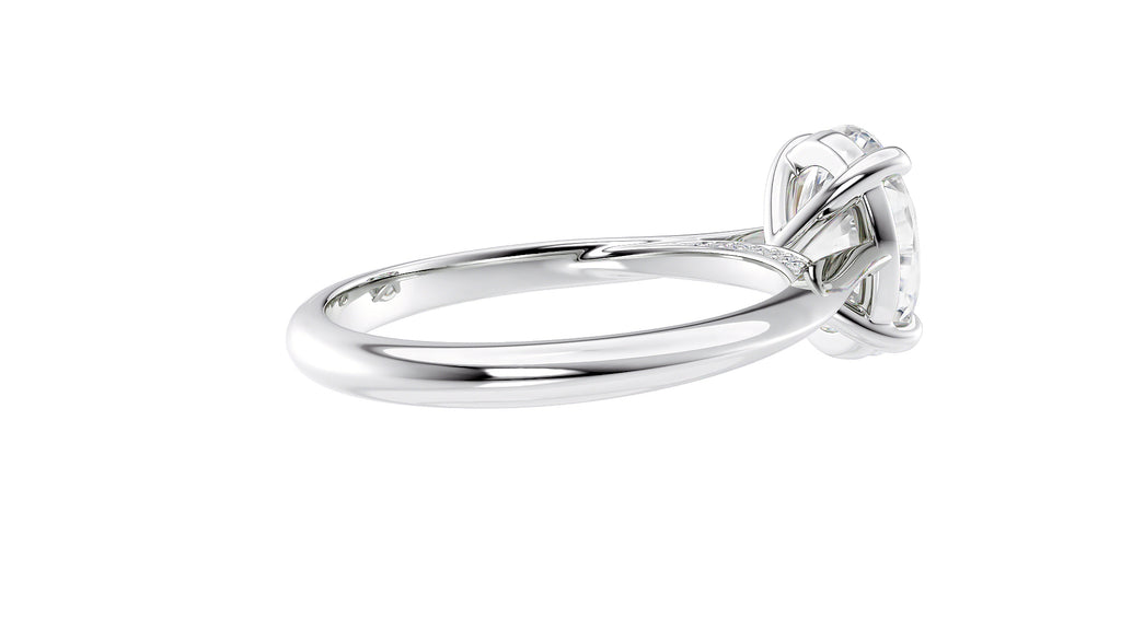 Oval Solitaire with Diamond Bridge Engagement Ring