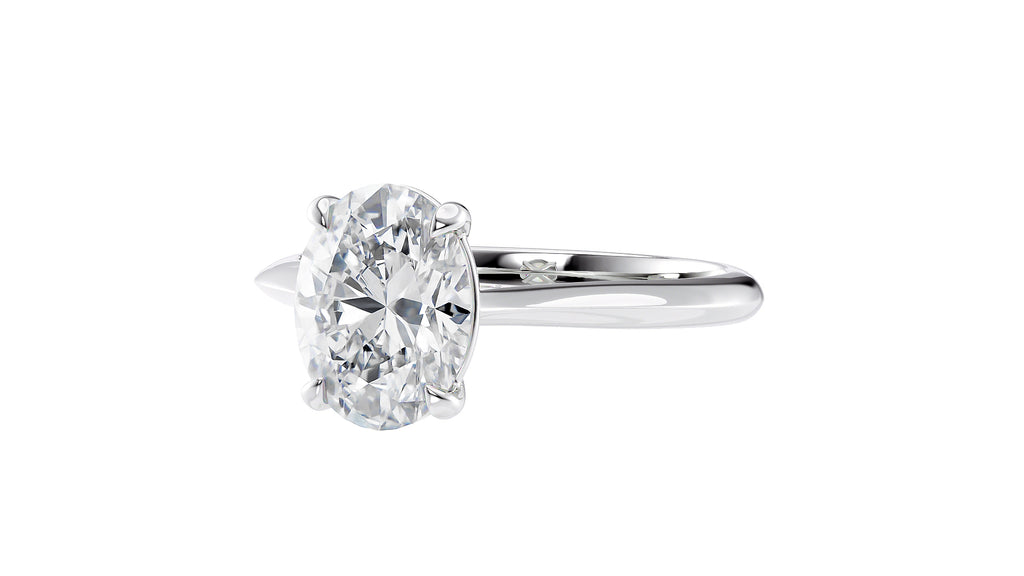Oval Solitaire with Diamond Bridge Engagement Ring