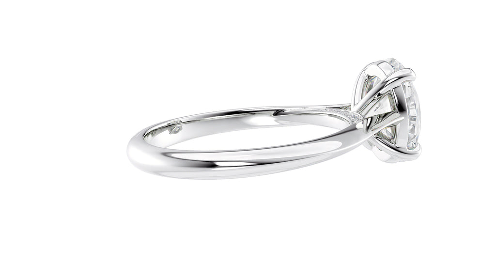 Oval Solitaire with Diamond Bridge Engagement Ring
