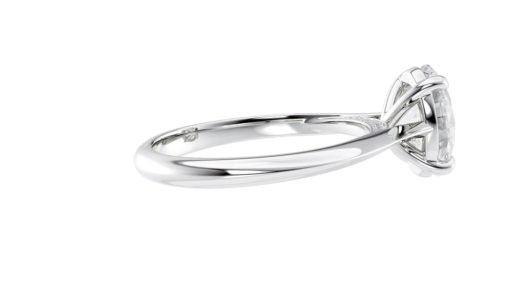Oval Solitaire with Diamond Bridge Engagement Ring