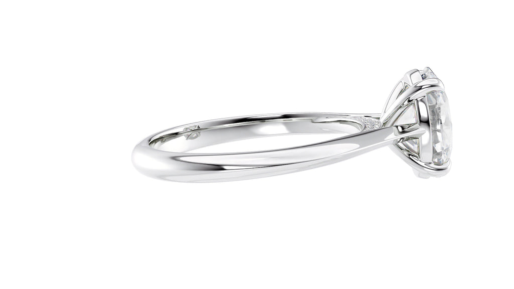 Oval Solitaire with Diamond Bridge Engagement Ring