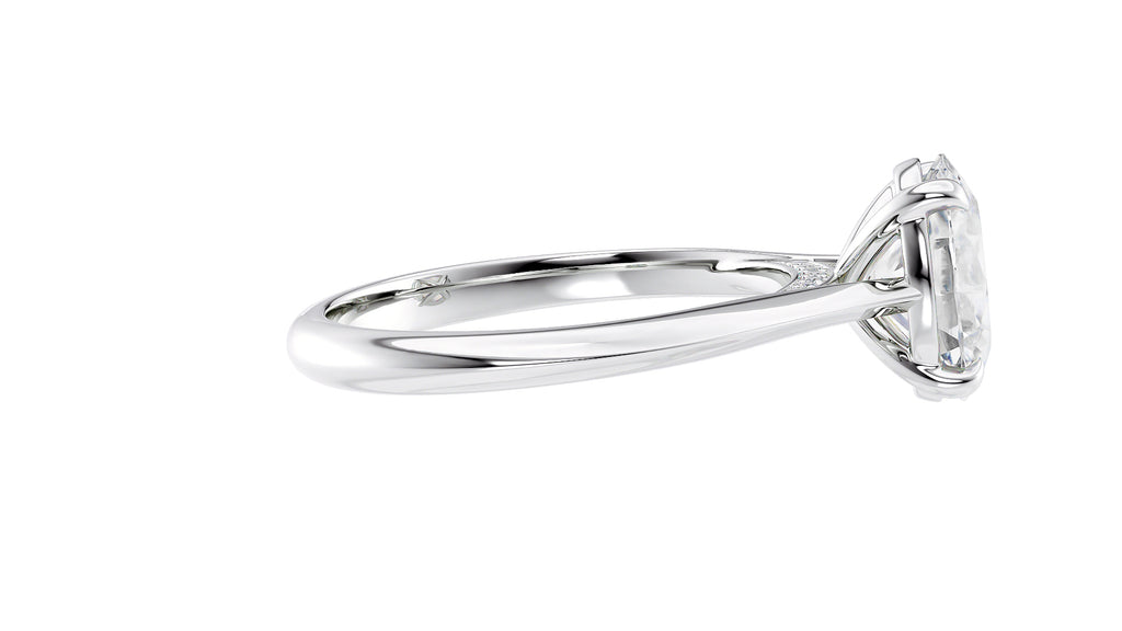 Oval Solitaire with Diamond Bridge Engagement Ring