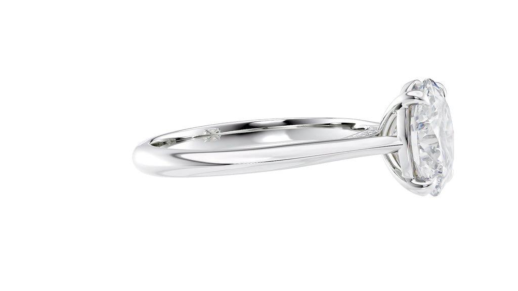 Oval Solitaire with Diamond Bridge Engagement Ring