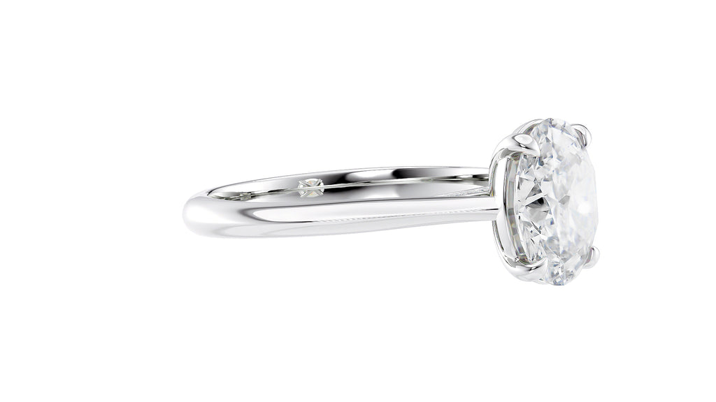 Oval Solitaire with Diamond Bridge Engagement Ring