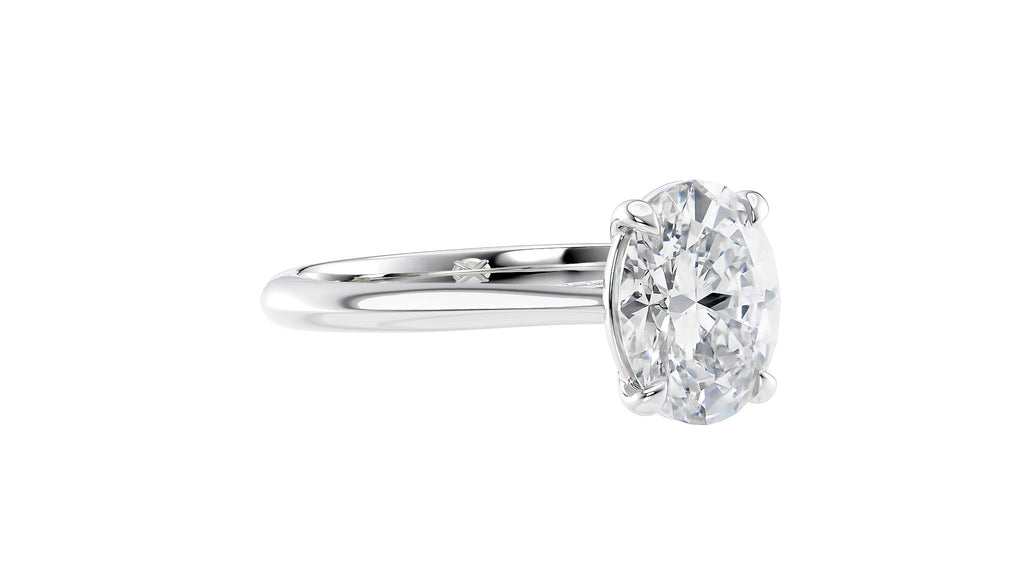 Oval Solitaire with Diamond Bridge Engagement Ring