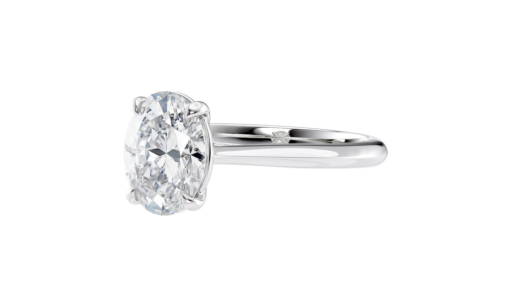 Oval Solitaire with Diamond Bridge Engagement Ring