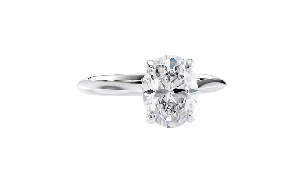 Oval Solitaire with Diamond Bridge Engagement Ring